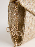 Gold metallic raffia effect clutch bag, imported from the UK