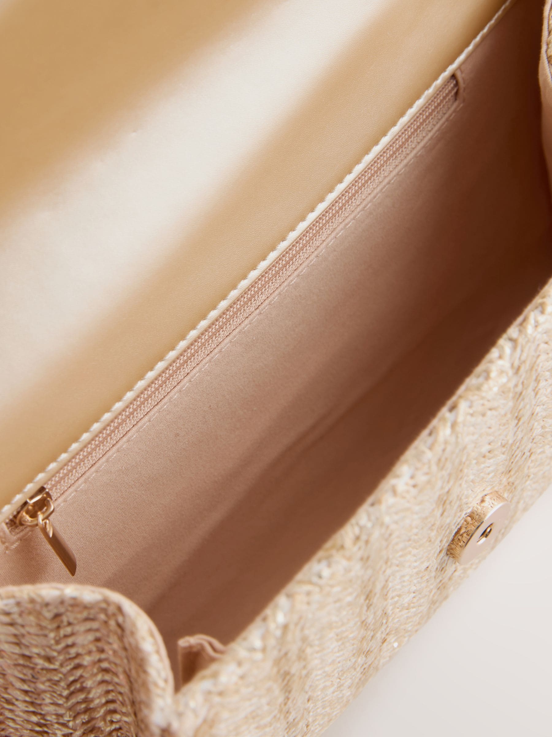Gold metallic raffia effect clutch bag, imported from the UK