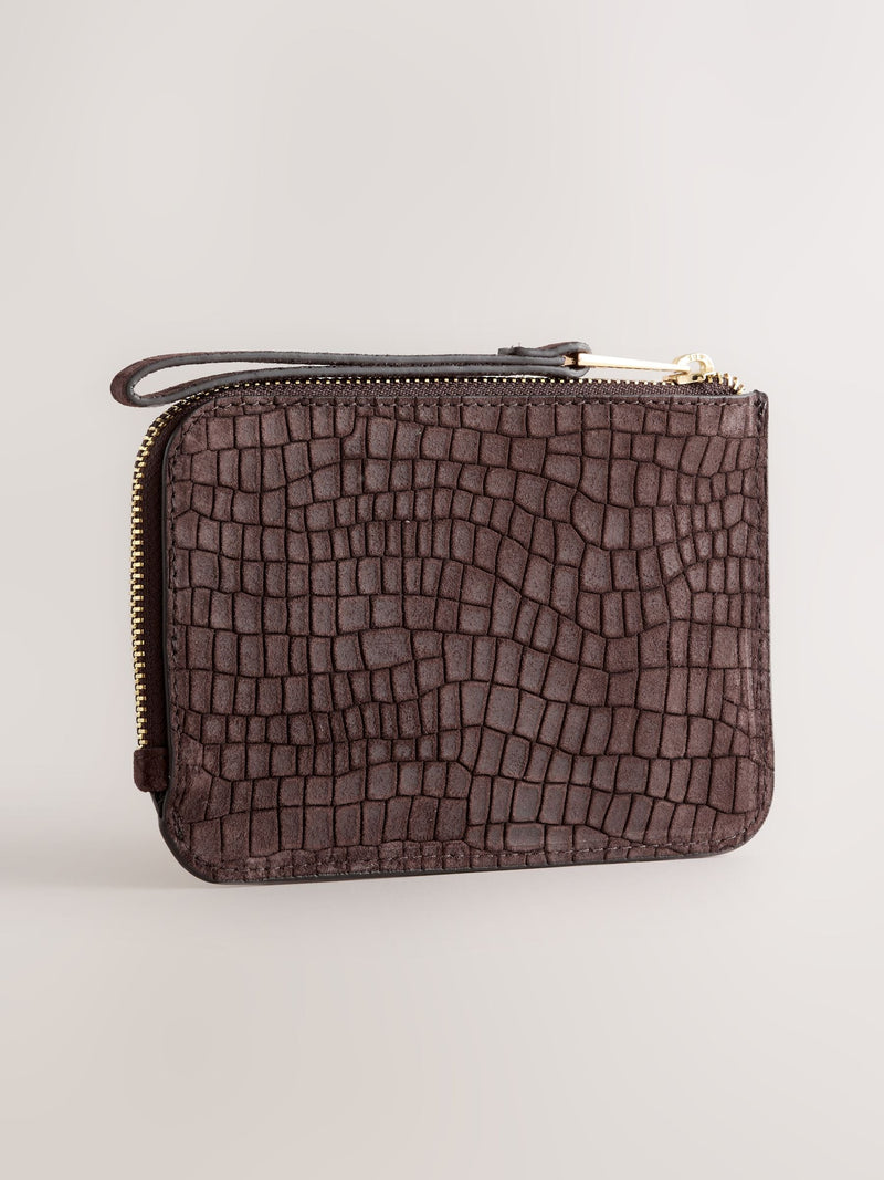Chocolate brown leather midi purse, imported from the UK