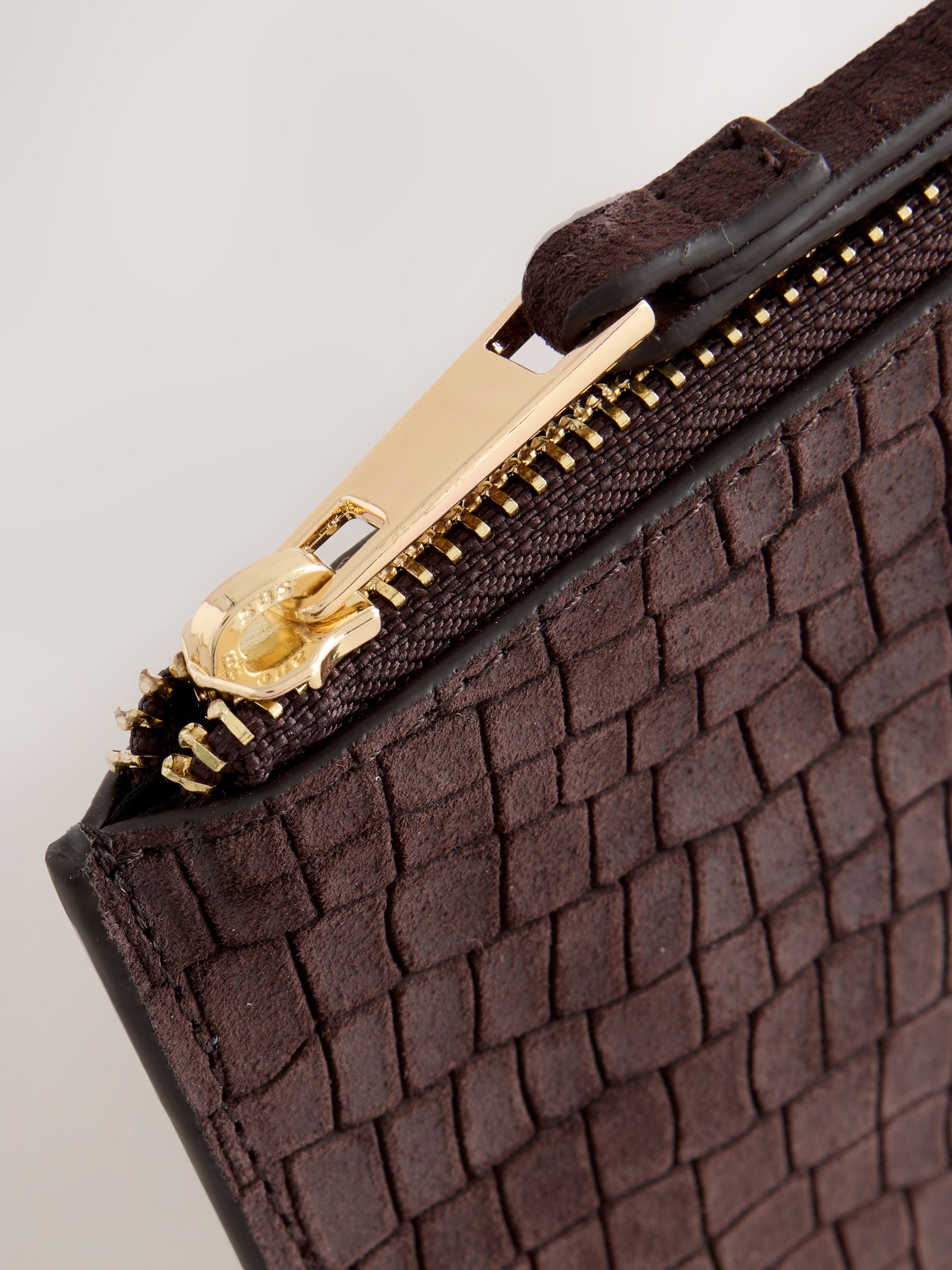 Chocolate brown leather midi purse, imported from the UK