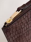 Chocolate brown leather midi purse, imported from the UK