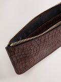 Chocolate brown leather midi purse, imported from the UK