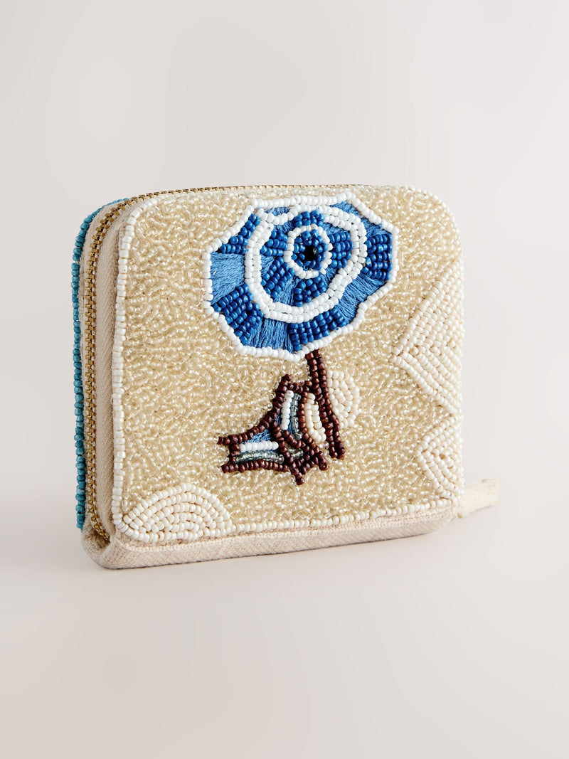 Blue beaded lemon print purse, UK version