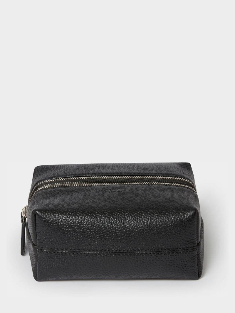 Osprey London black leather washbag small double zip (British brand)