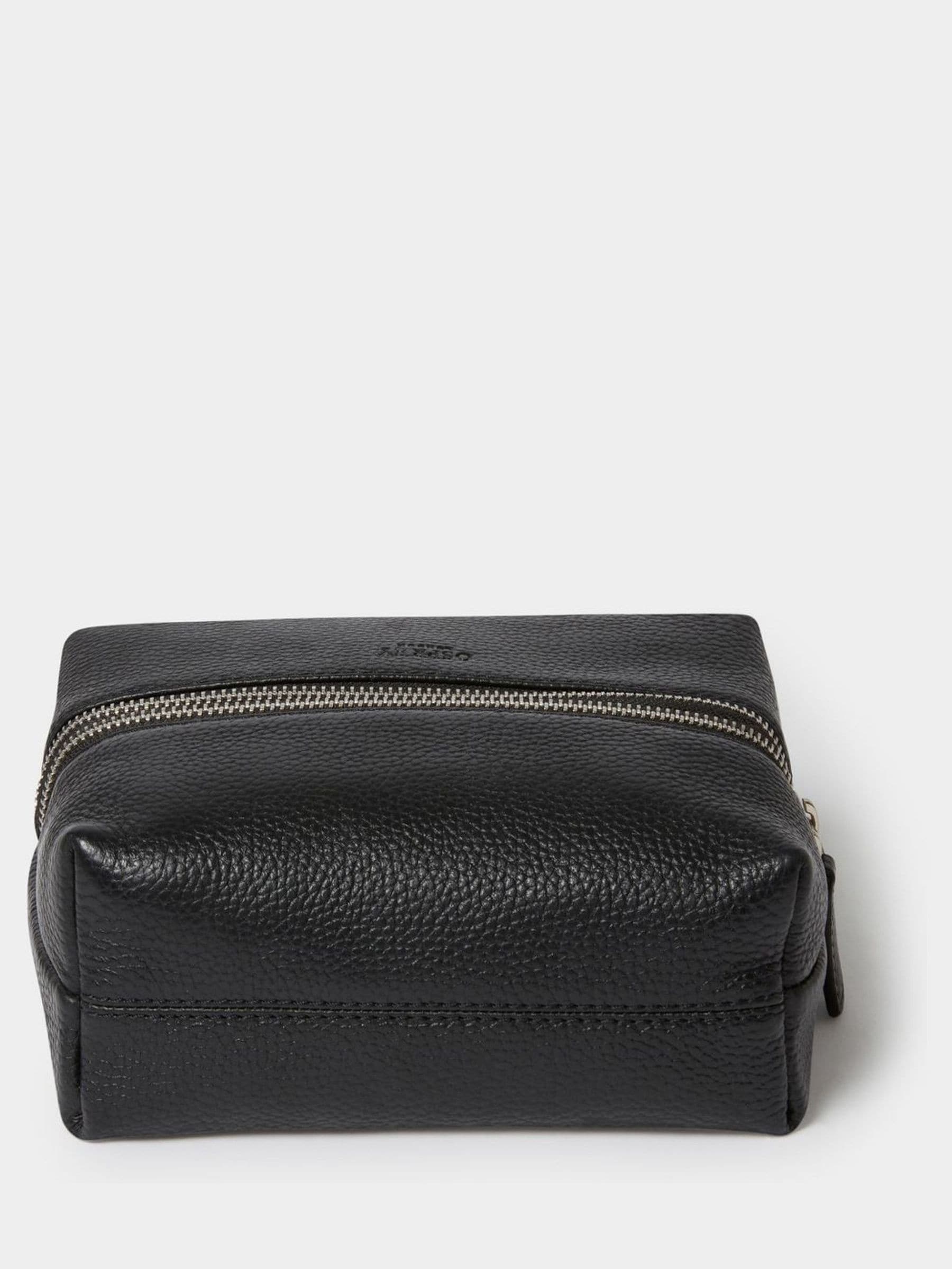 Osprey London black leather washbag small double zip (British brand)