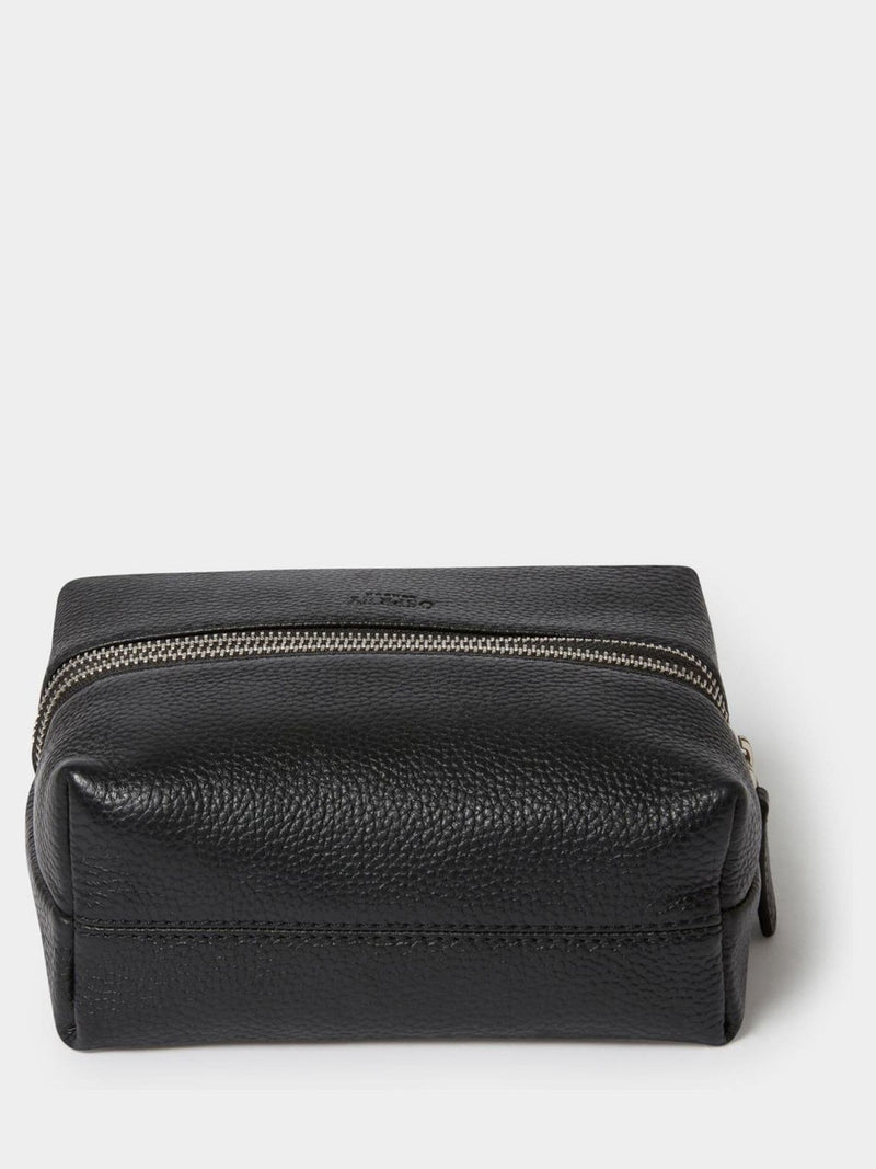 Osprey London black leather washbag small double zip (British brand)