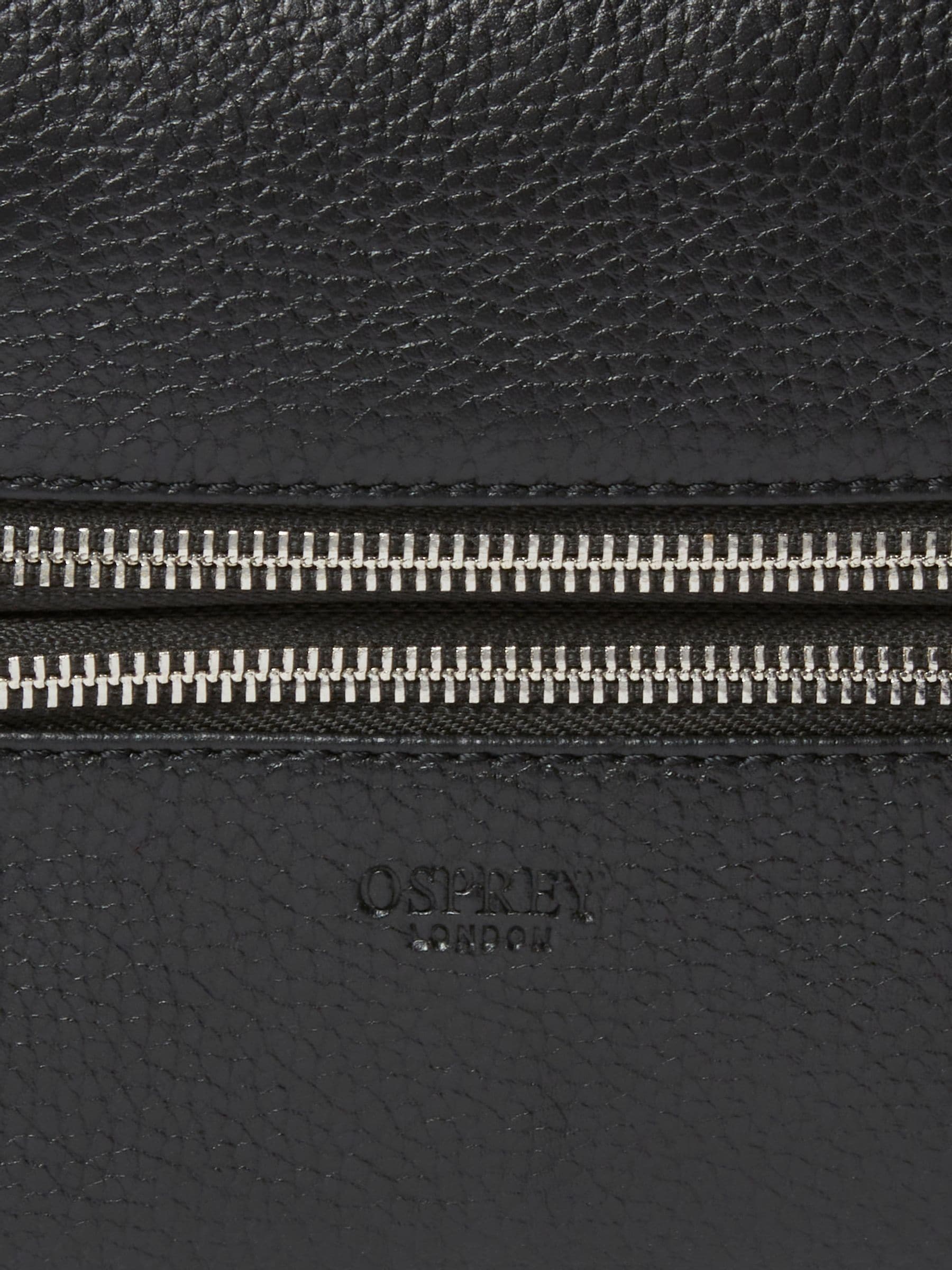 Osprey London black leather washbag small double zip (British brand)