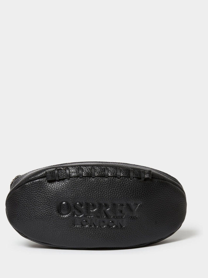 Osprey London Rugger Leather Washbag black pebble grain, imported from the UK