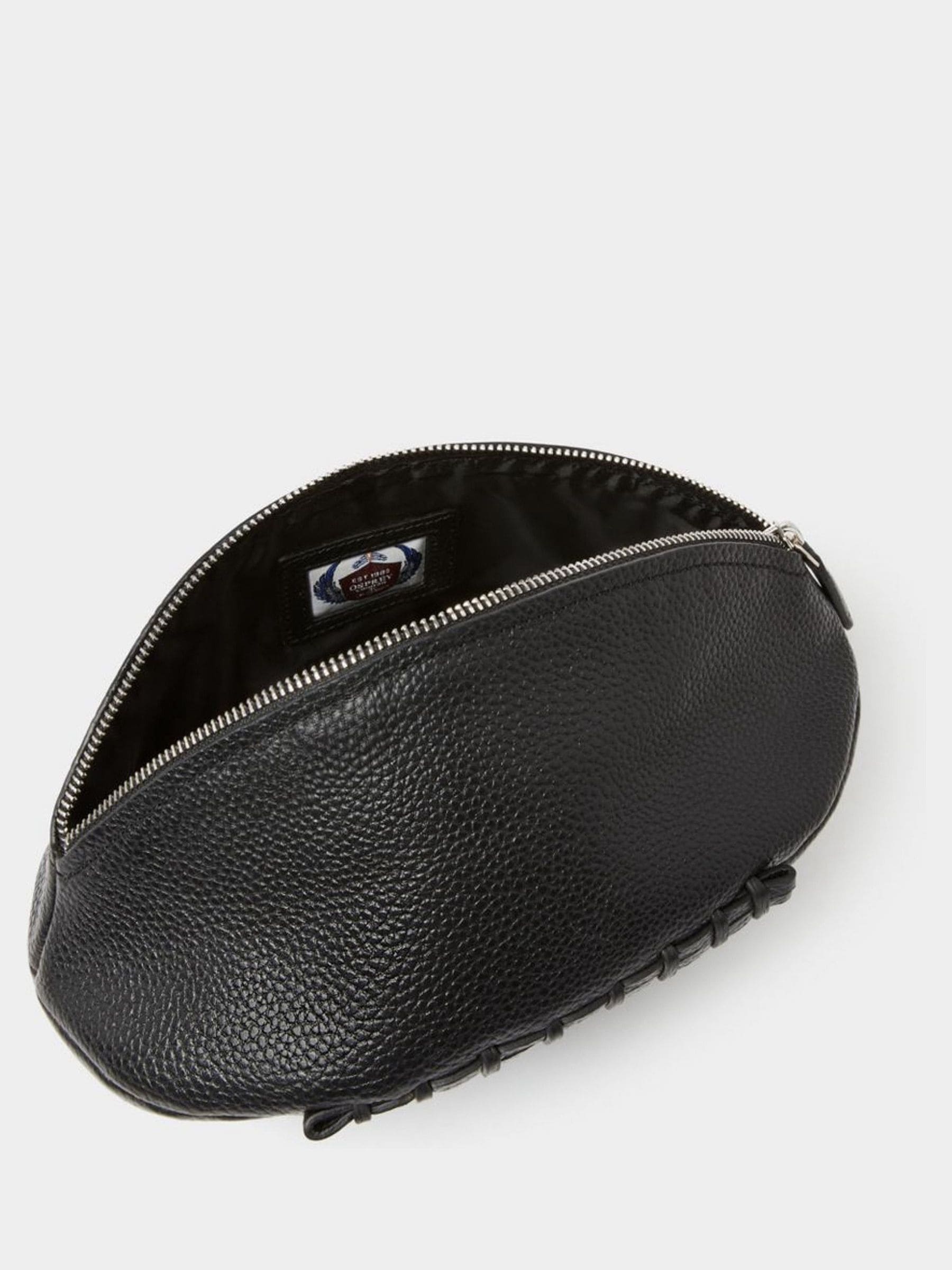 Osprey London Rugger Leather Washbag black pebble grain, imported from the UK