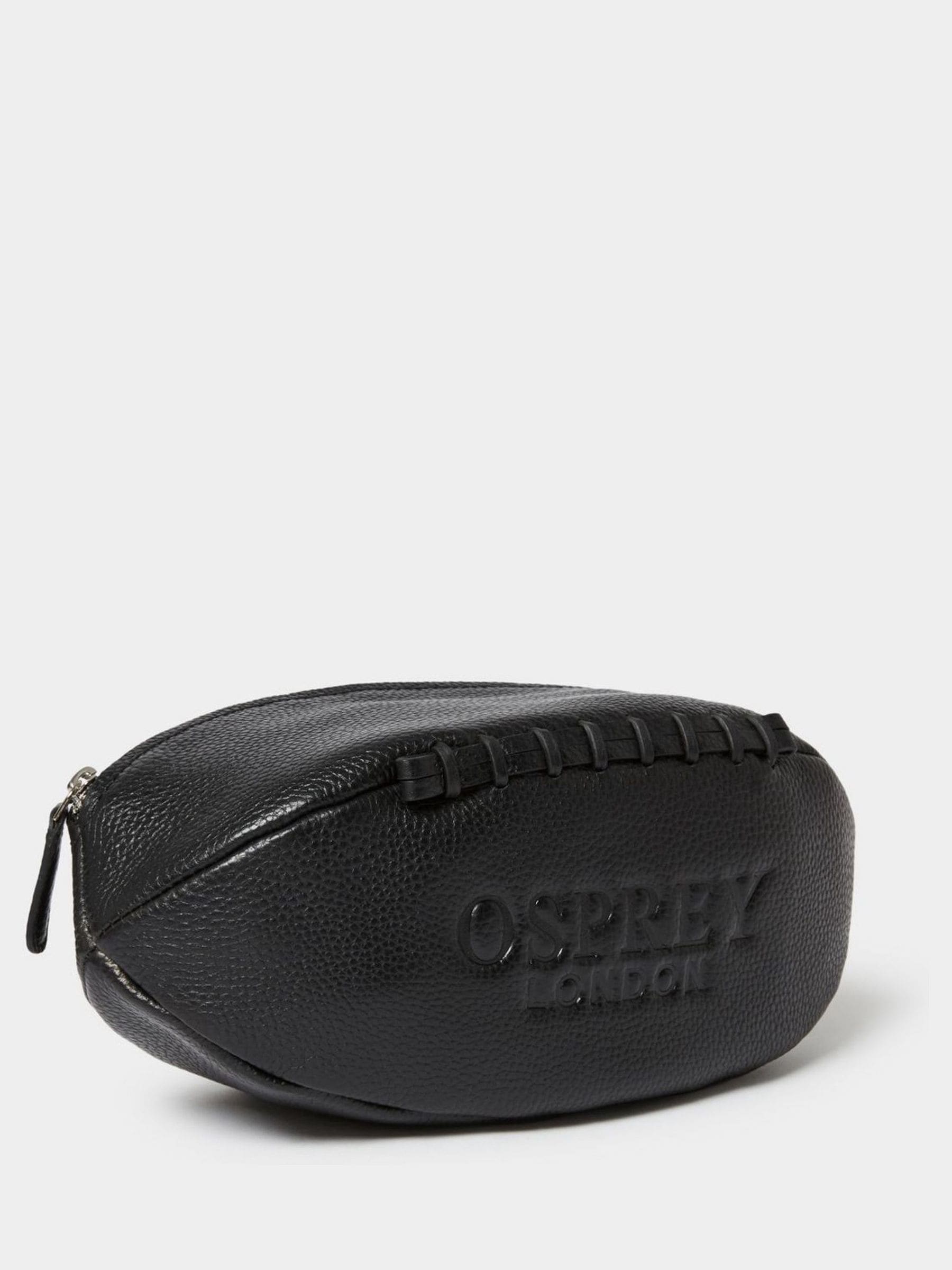 Osprey London Rugger Leather Washbag black pebble grain, imported from the UK