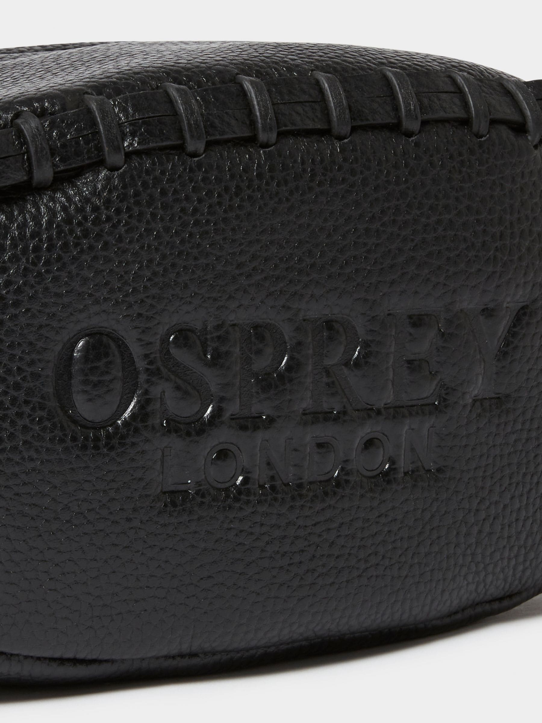 Osprey London Rugger Leather Washbag black pebble grain, imported from the UK