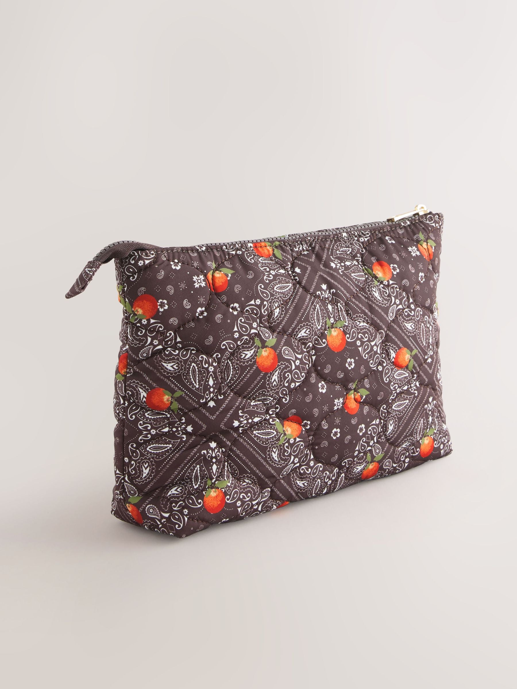 Chocolate brown quilted nylon pouch, UK version