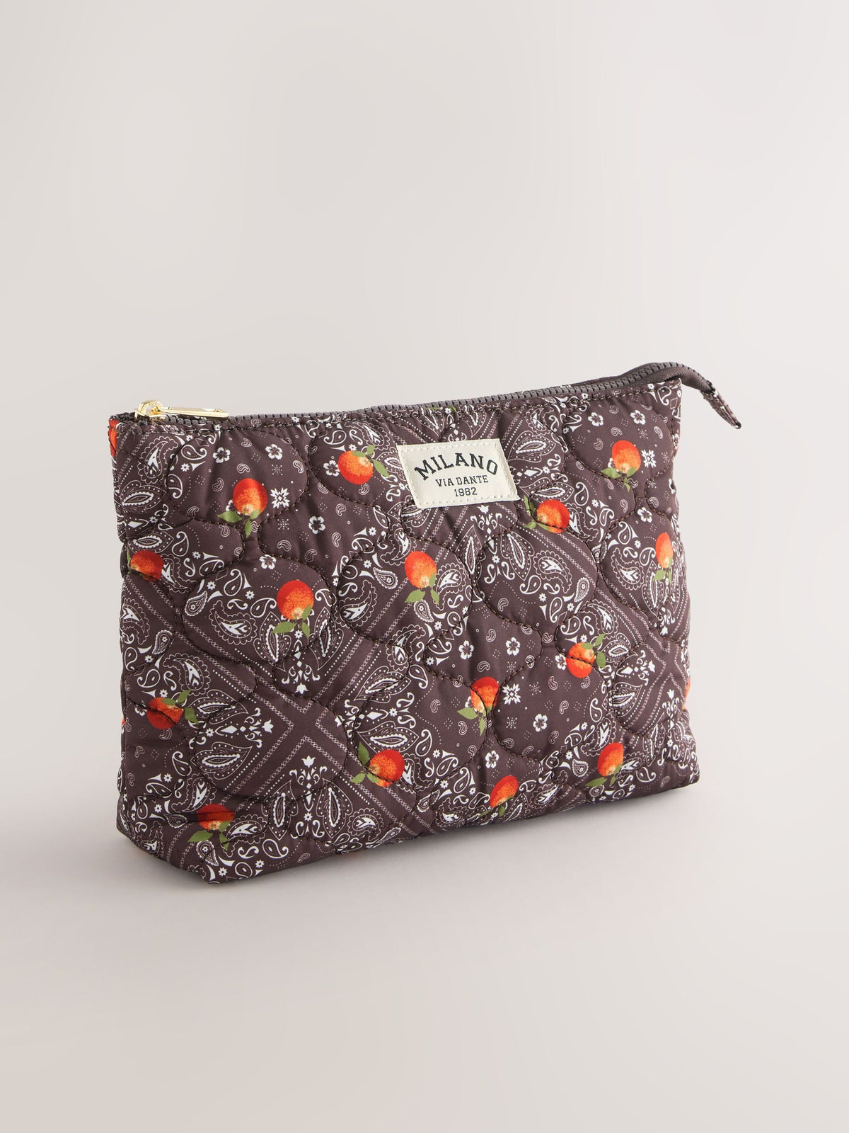 Chocolate brown quilted nylon pouch, UK version