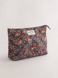 Chocolate brown quilted nylon pouch, UK version