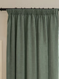 Furn Green Lightweight Chenille Pencil Pleat Lined Curtains