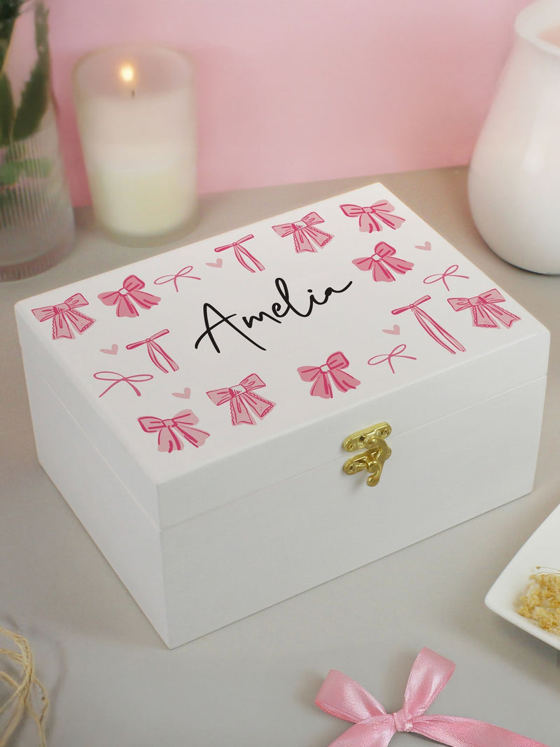 PMC personalised wooden bow storage box 22cm, UK version