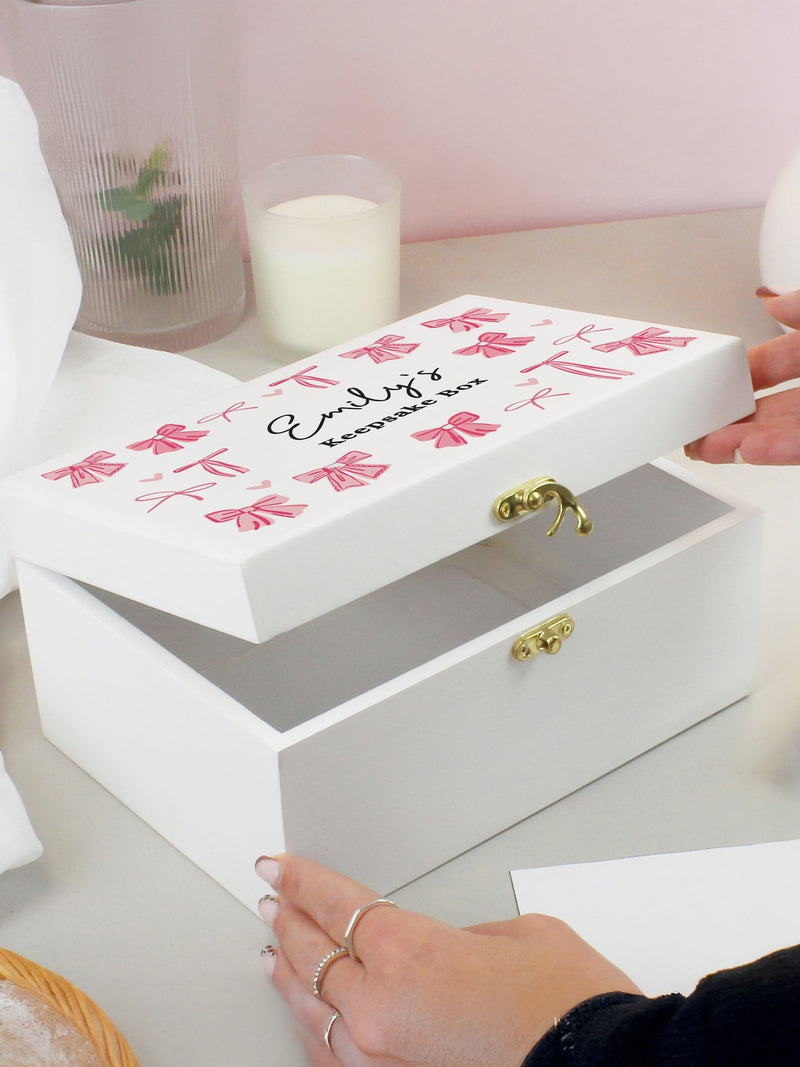 PMC personalised wooden bow storage box 22cm, UK version