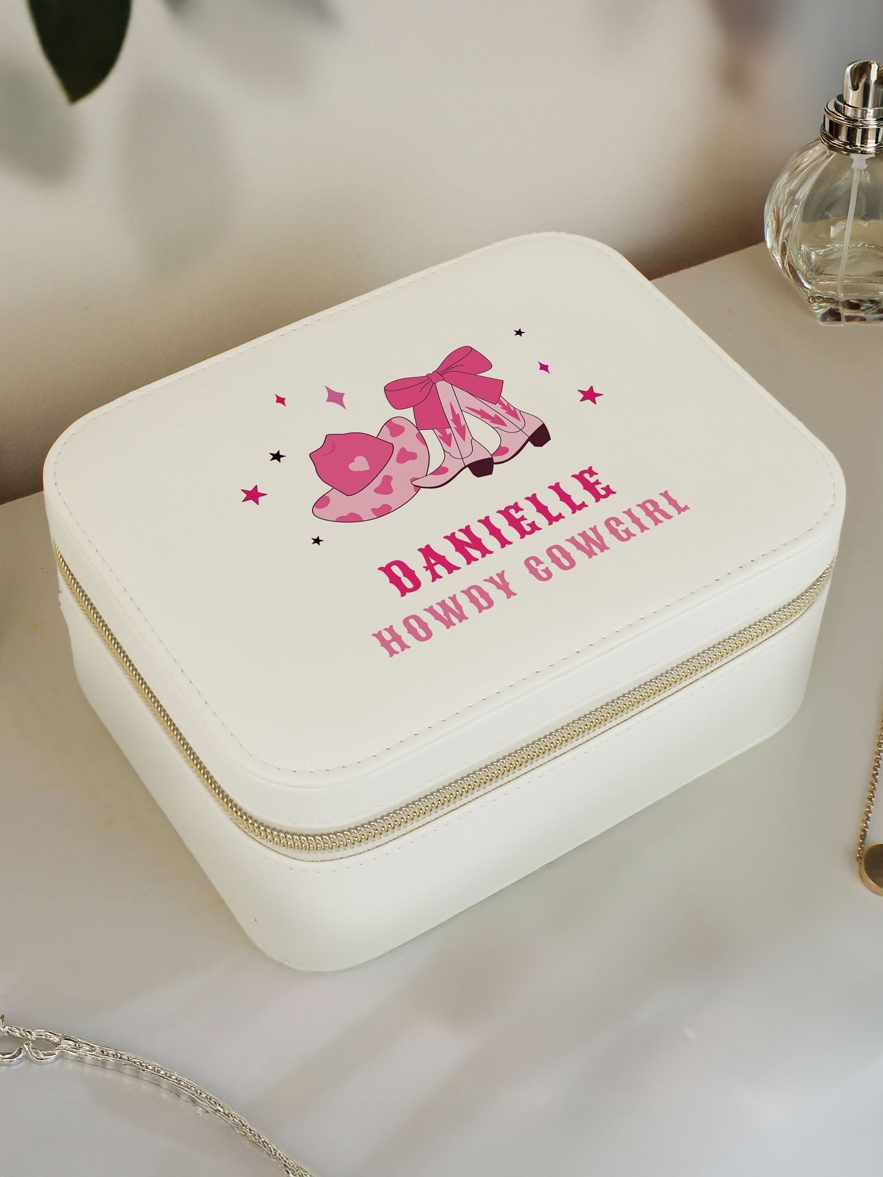 PMC cowgirl travel jewellery box personalised 18cm - British product