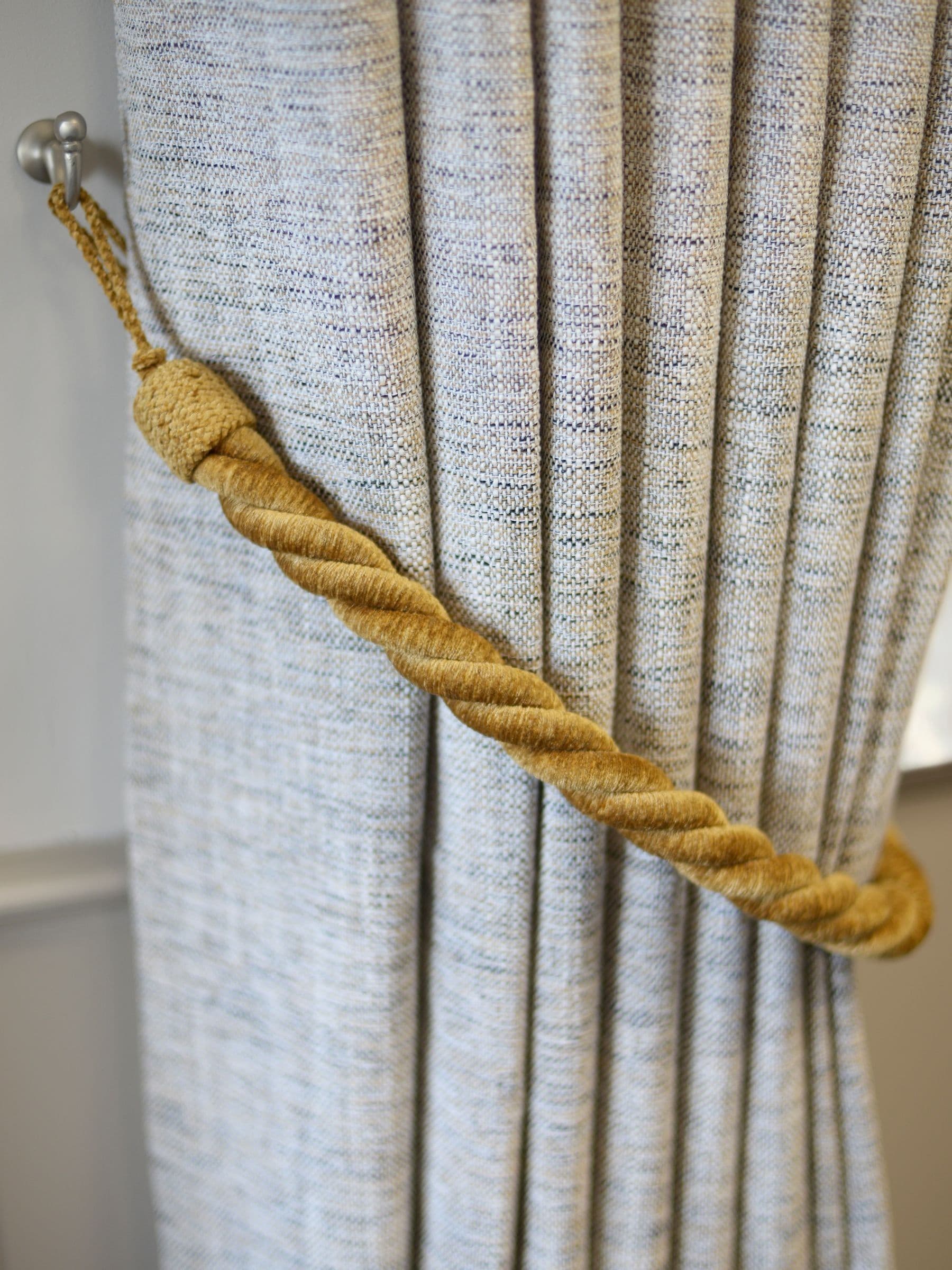 Laura Ashley Set of 2 Charcoal Chenille Grafton Rope Curtain Tiebacks