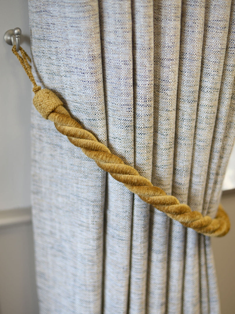 Laura Ashley Set of 2 Charcoal Chenille Grafton Rope Curtain Tiebacks
