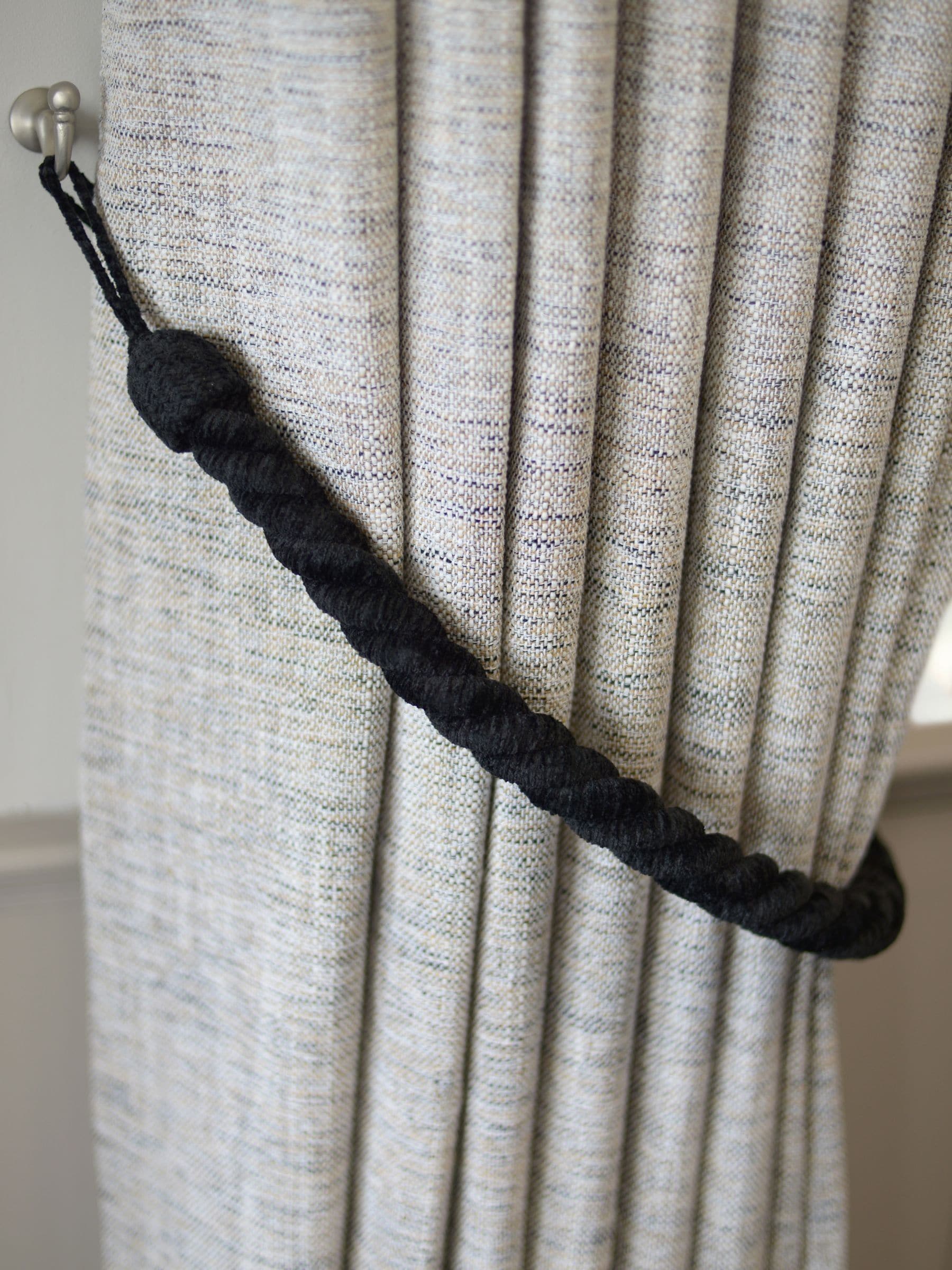 Laura Ashley curtain tiebacks charcoal chenille rope set of 2 - British product