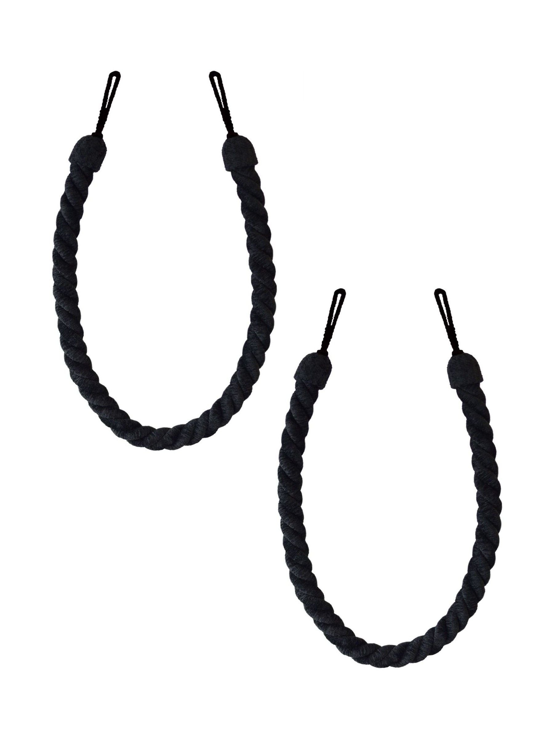 Laura Ashley curtain tiebacks charcoal chenille rope set of 2 - British product