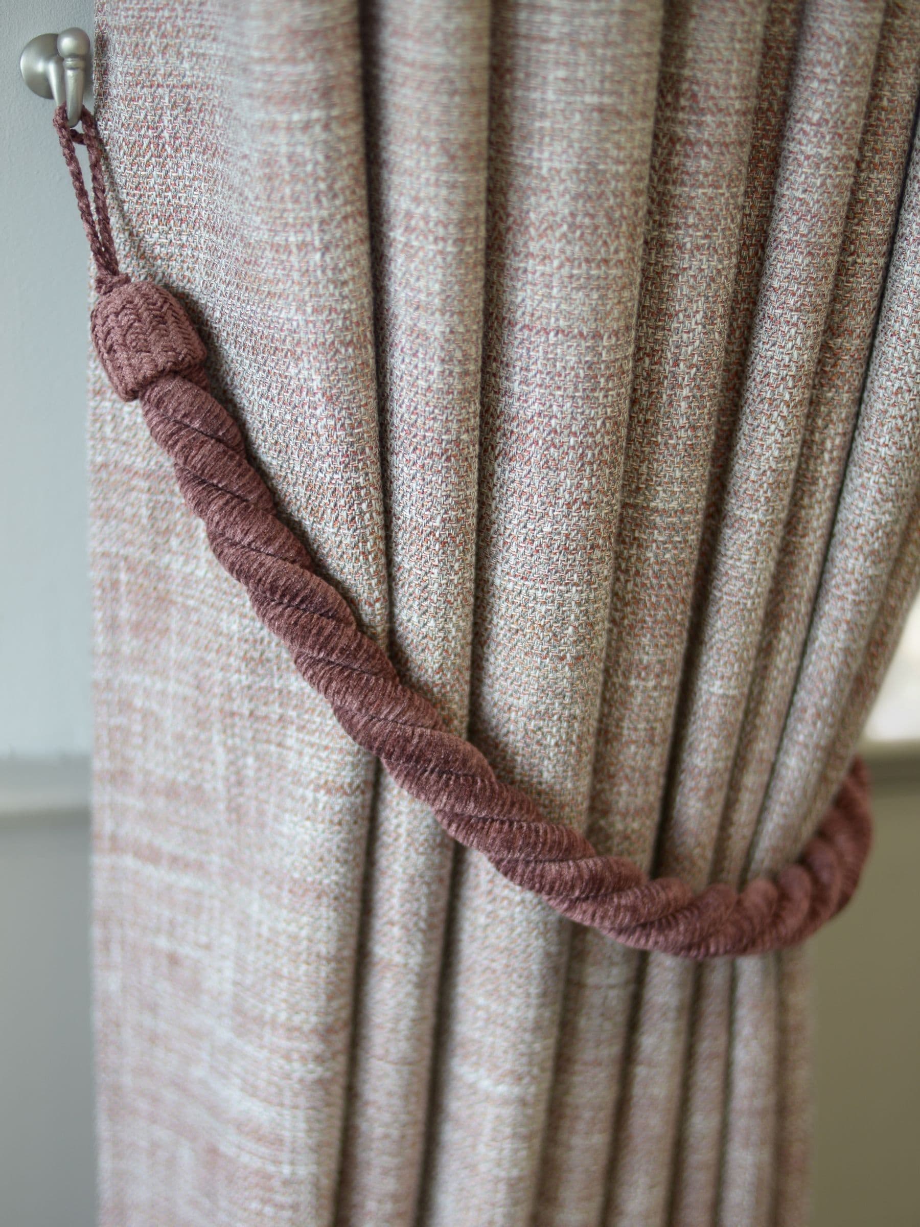 Laura Ashley Set of 2 Charcoal Chenille Grafton Rope Curtain Tiebacks