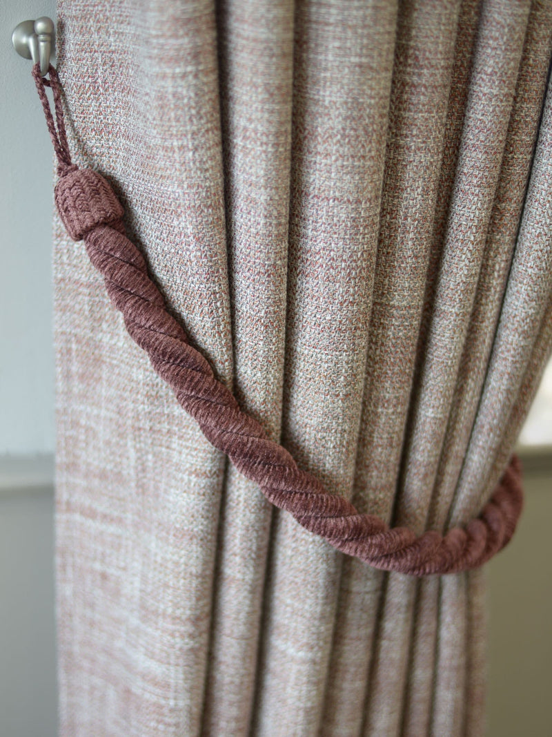 Laura Ashley Set of 2 Charcoal Chenille Grafton Rope Curtain Tiebacks