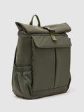 Reiss Khaki Green Technical Roll-Top Backpack, imported from the UK