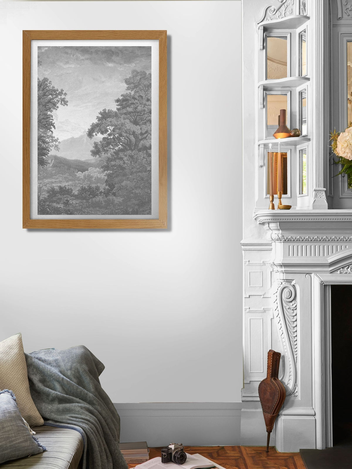 Graham & Brown Sketch Forest Grey framed wall art, UK version