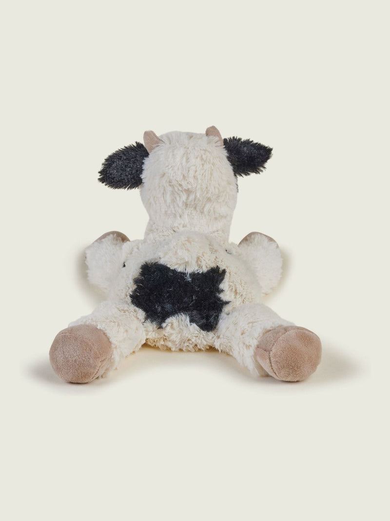 Warmies heatable cow soft toy white and brown, imported from the UK
