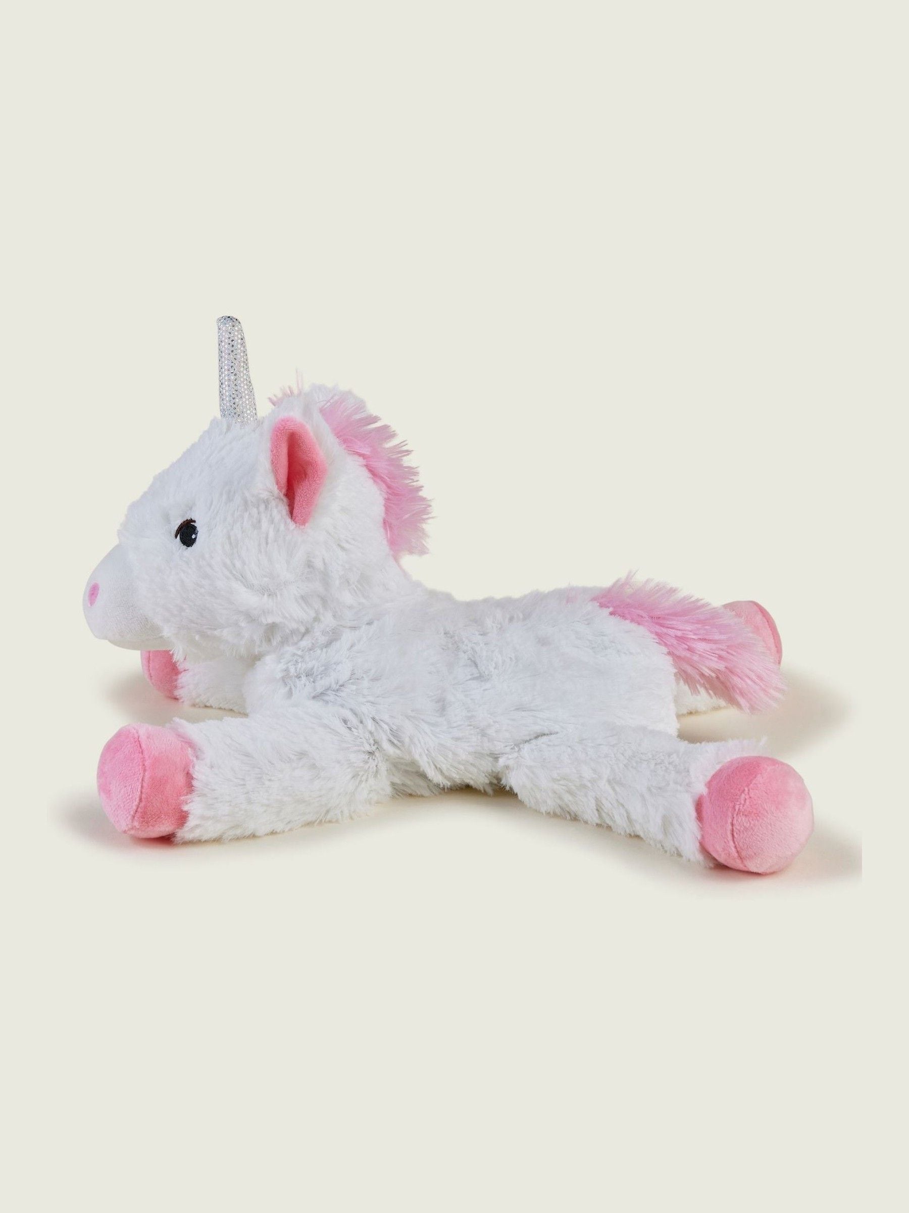 Warmies white large laying unicorn heatable soft toy, UK version