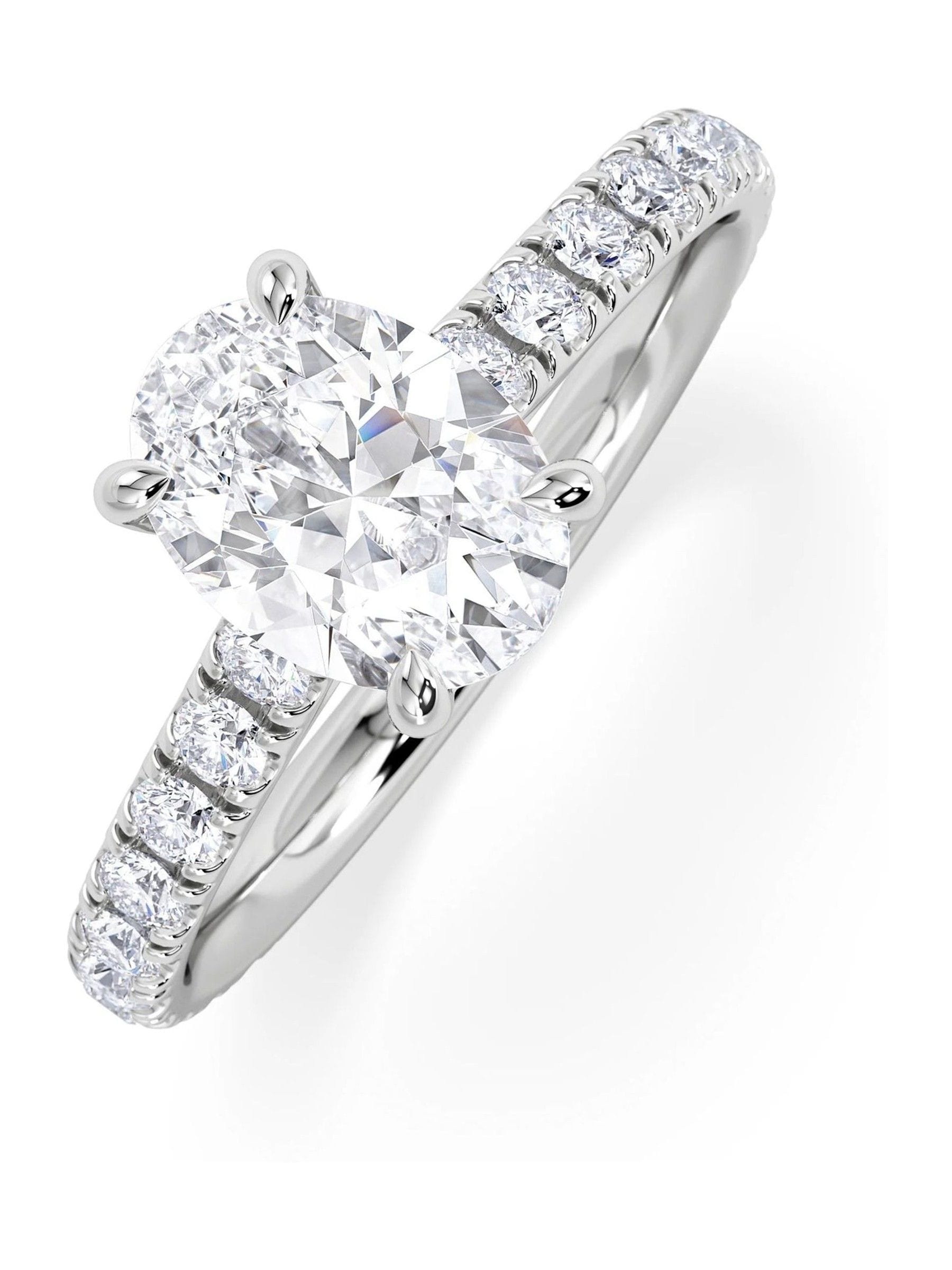 The Diamond Store 18K white gold oval lab diamond hidden halo ring - British product