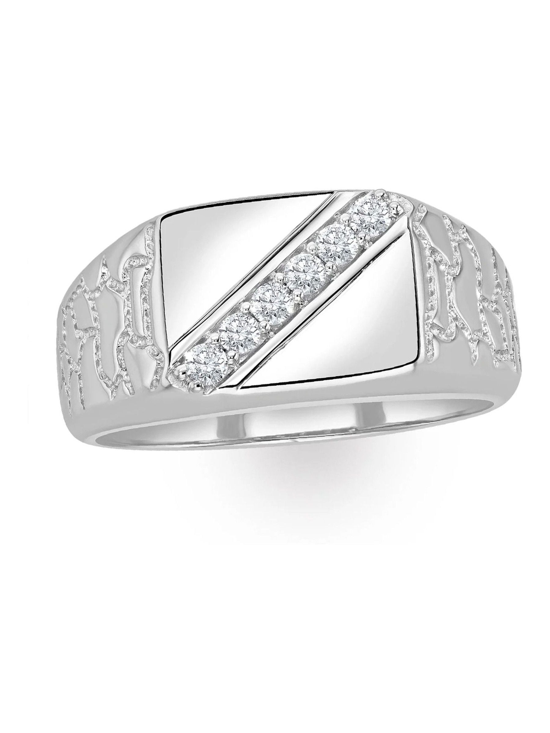 The Diamond Store men's lab diamond signet ring in sterling silver (British brand)
