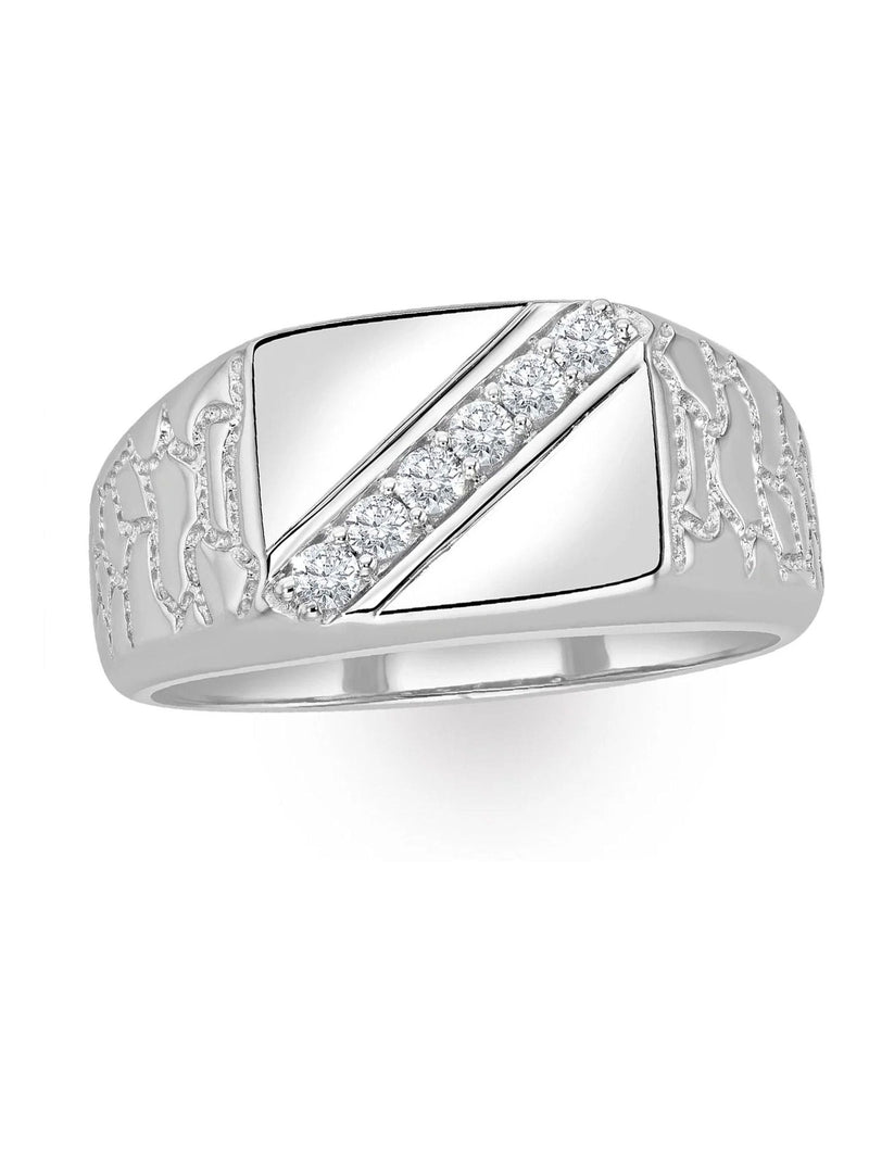 The Diamond Store men's lab diamond signet ring in sterling silver (British brand)