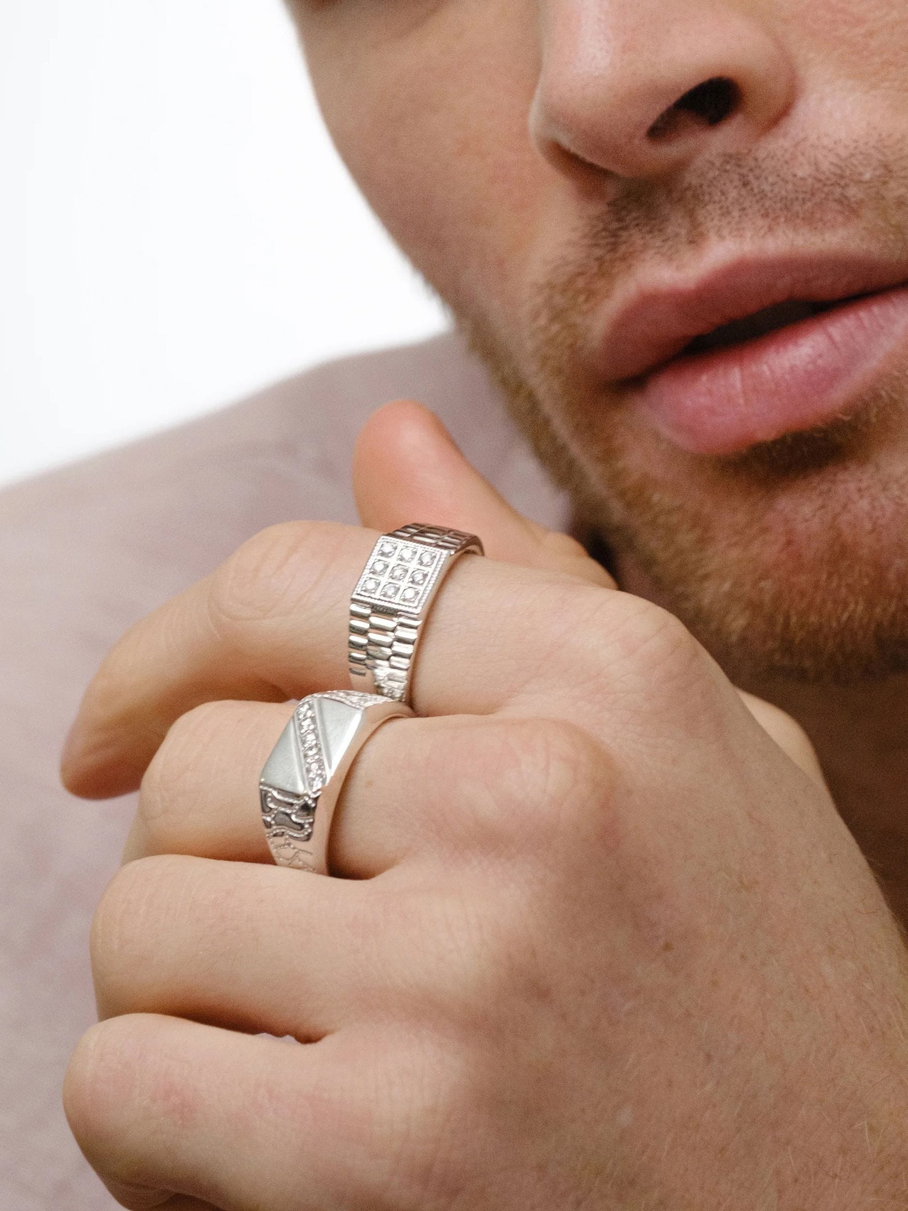 The Diamond Store men's lab diamond signet ring in sterling silver (British brand)