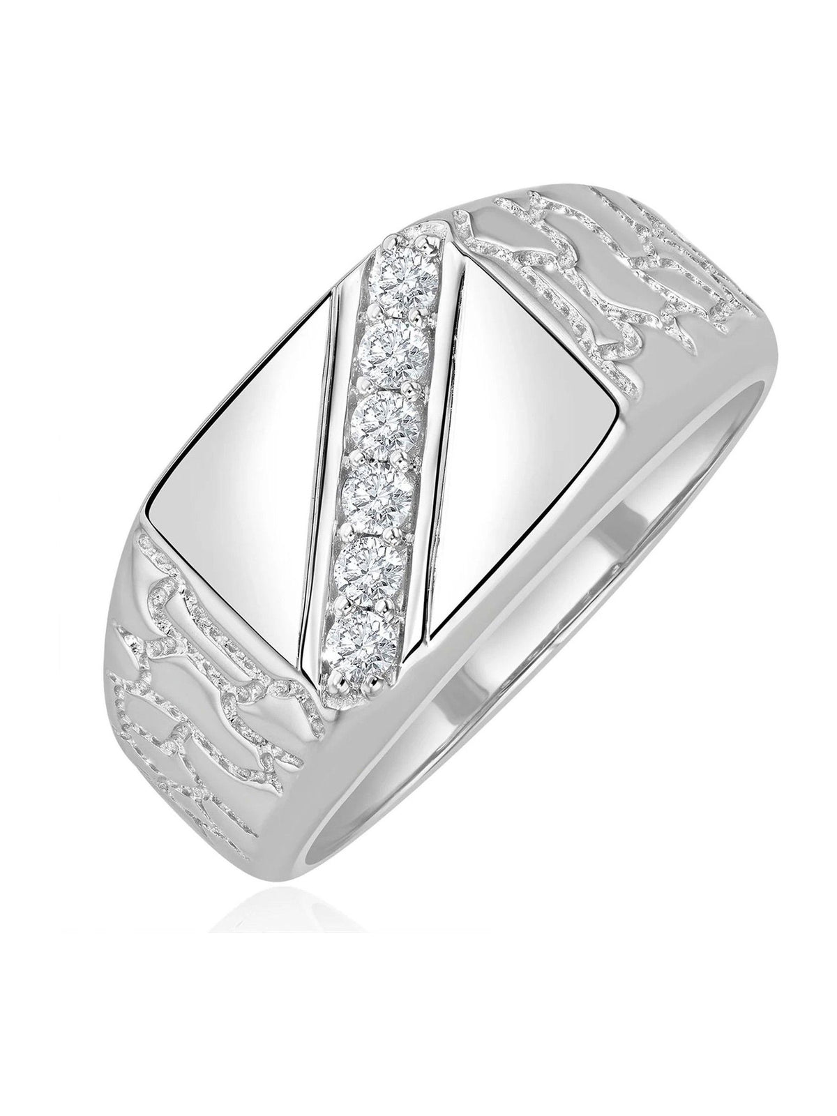 The Diamond Store men's lab diamond signet ring in sterling silver (British brand)
