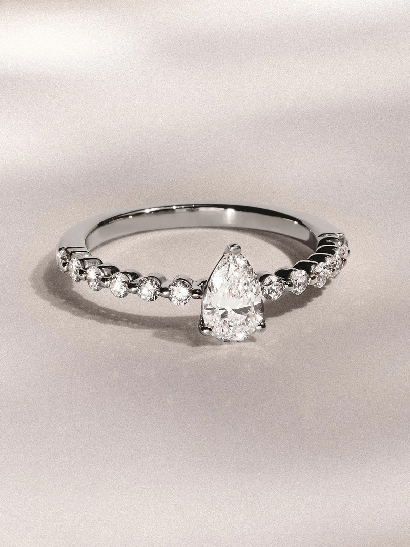 The Diamond Store Silver Solstice pear cut lab diamond engagement ring 0.80ct (British brand)
