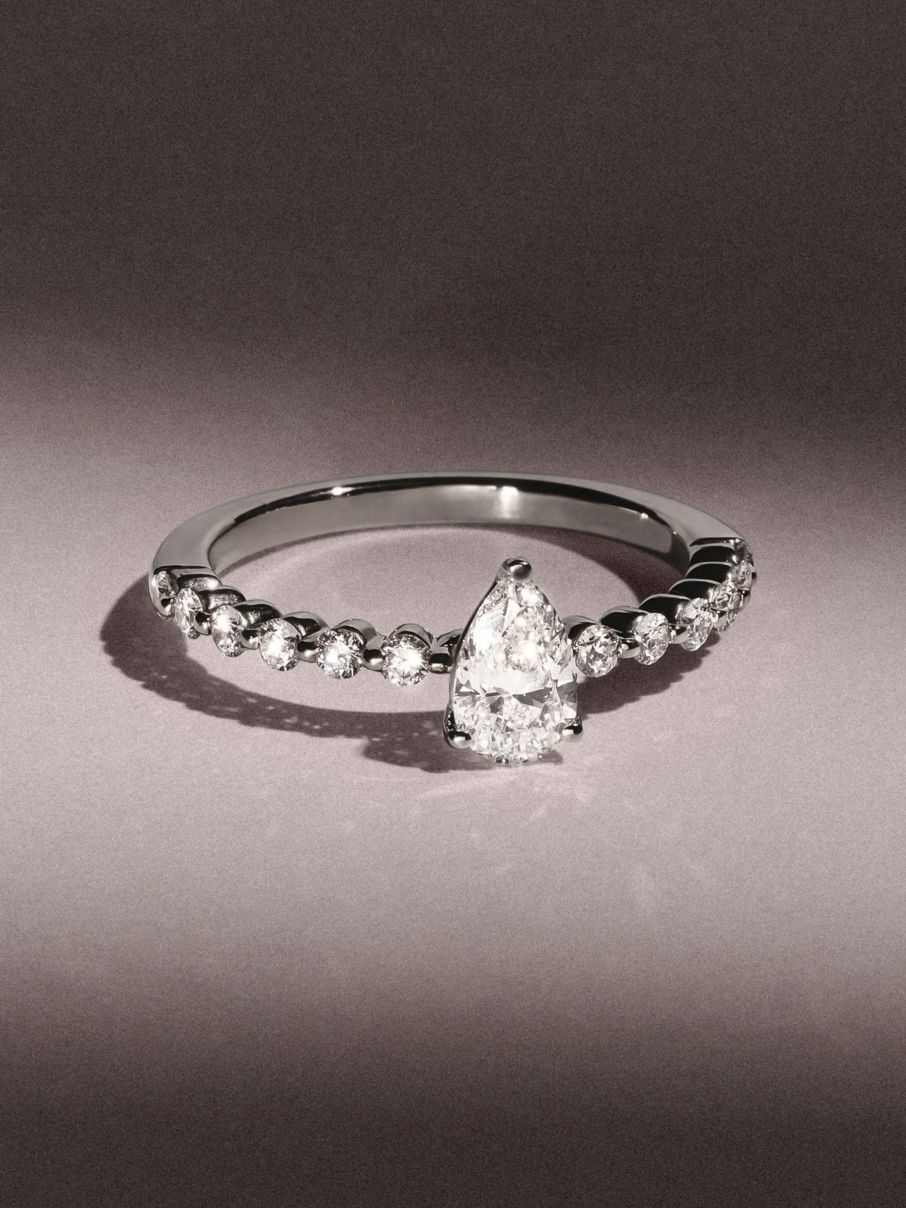 The Diamond Store Silver Solstice pear cut lab diamond engagement ring 0.80ct (British brand)