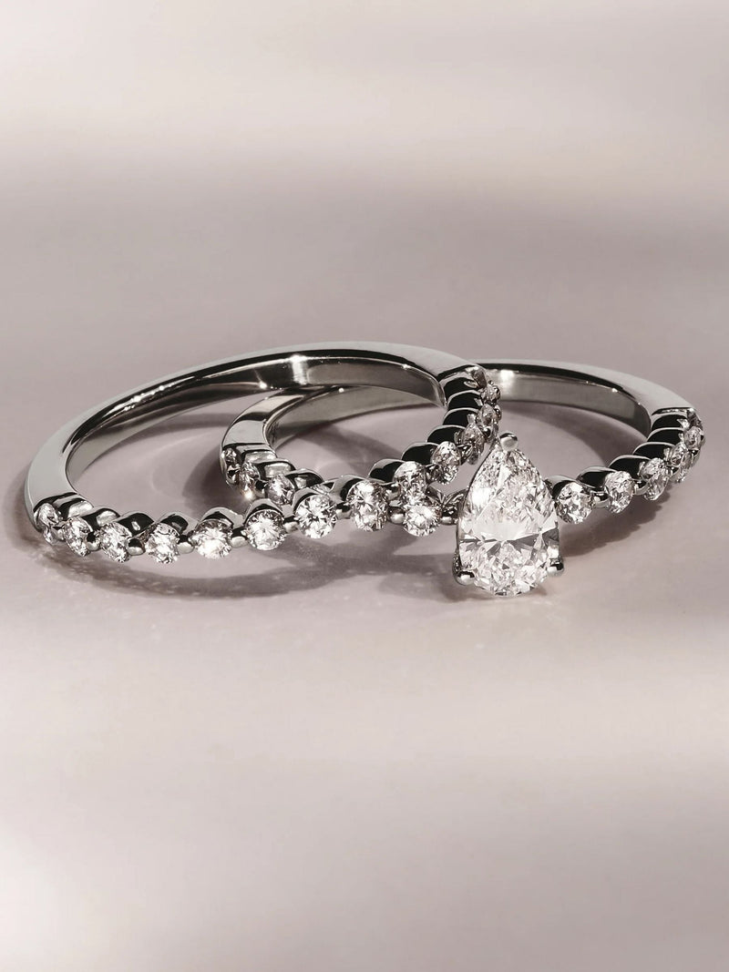 The Diamond Store Silver Solstice pear cut lab diamond engagement ring 0.80ct (British brand)