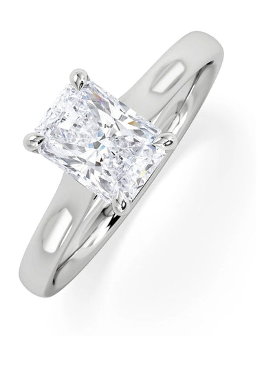 The Diamond Store White Amora 1,00 Karat Radiant Cut Lab Diamant Solitär Verlobungsring 18 Karat Weißgold