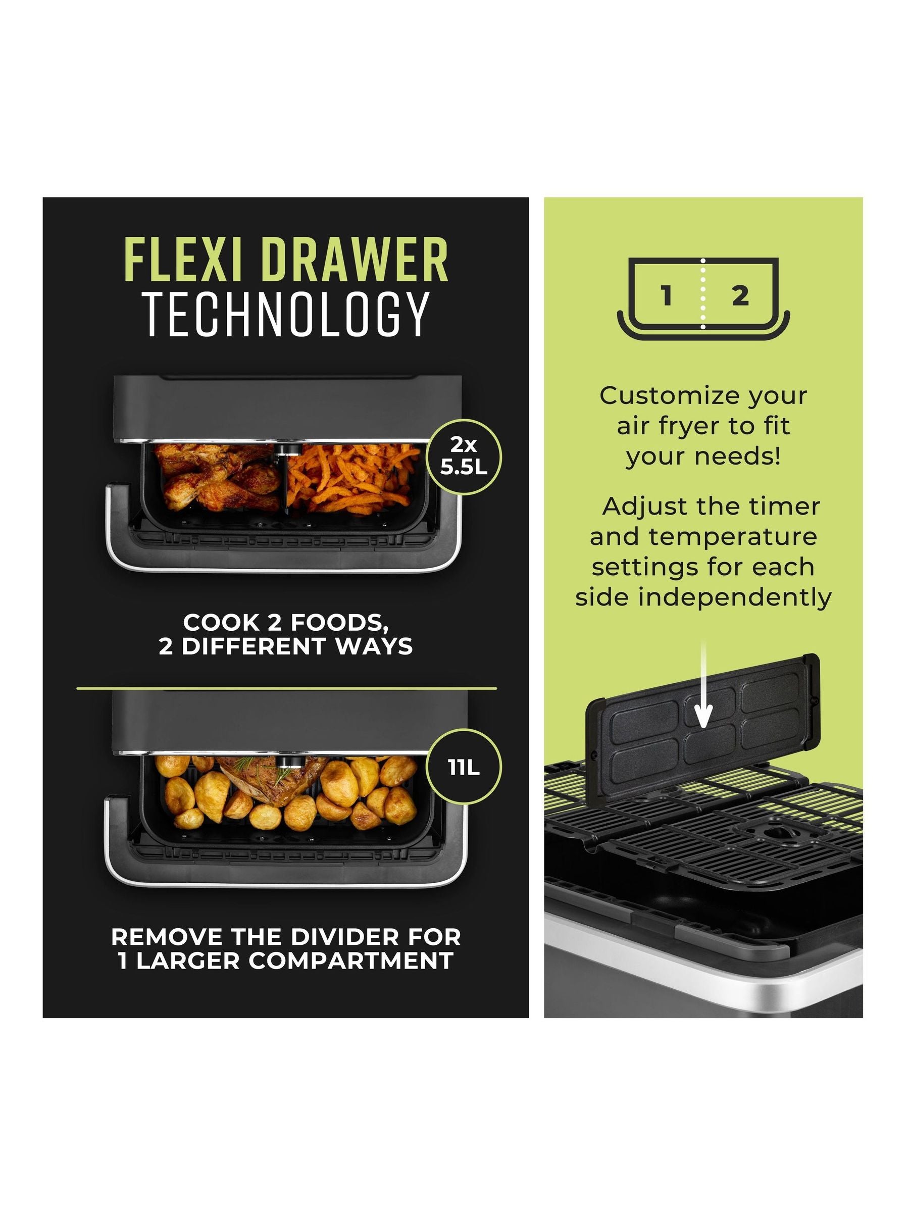 Tower Graphite Elite Flexi-Drawer air fryer 11L, UK version