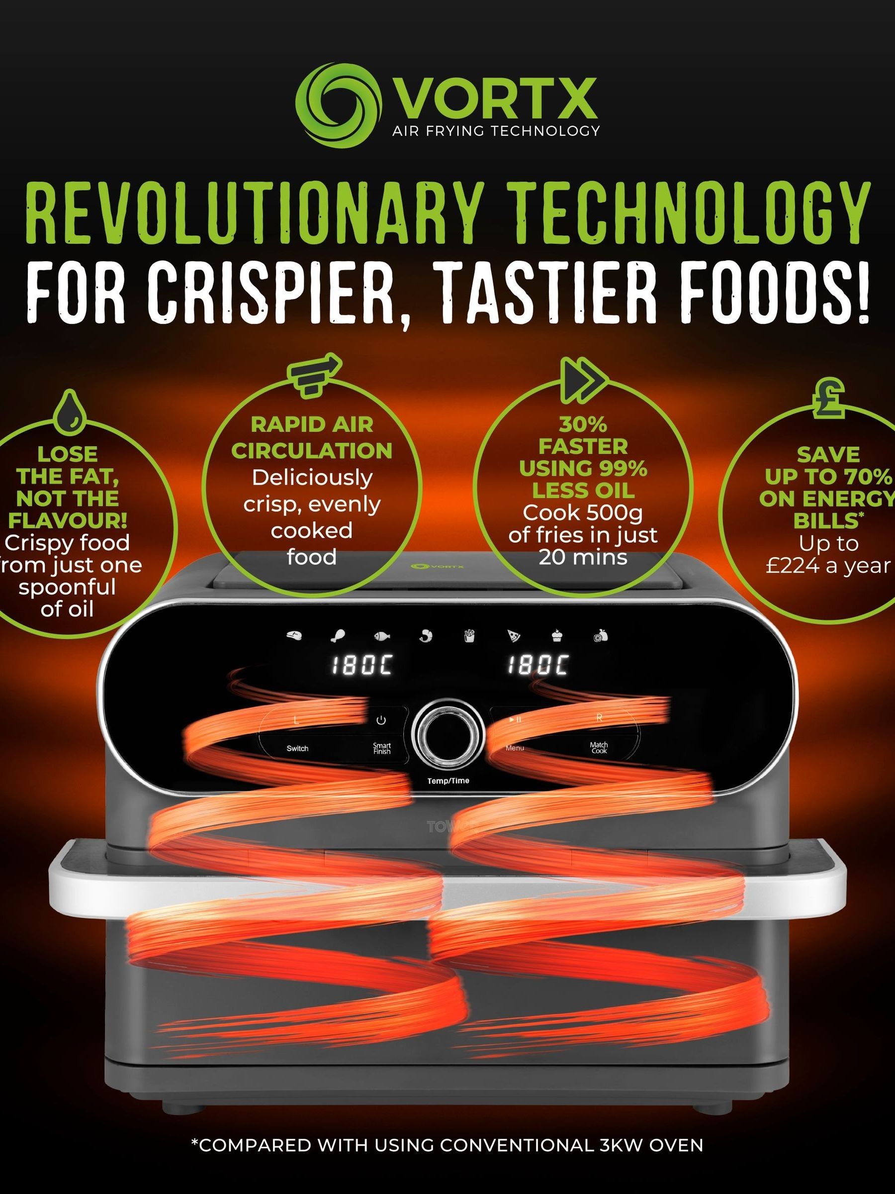 Tower Graphite Elite Flexi-Drawer air fryer 11L, UK version