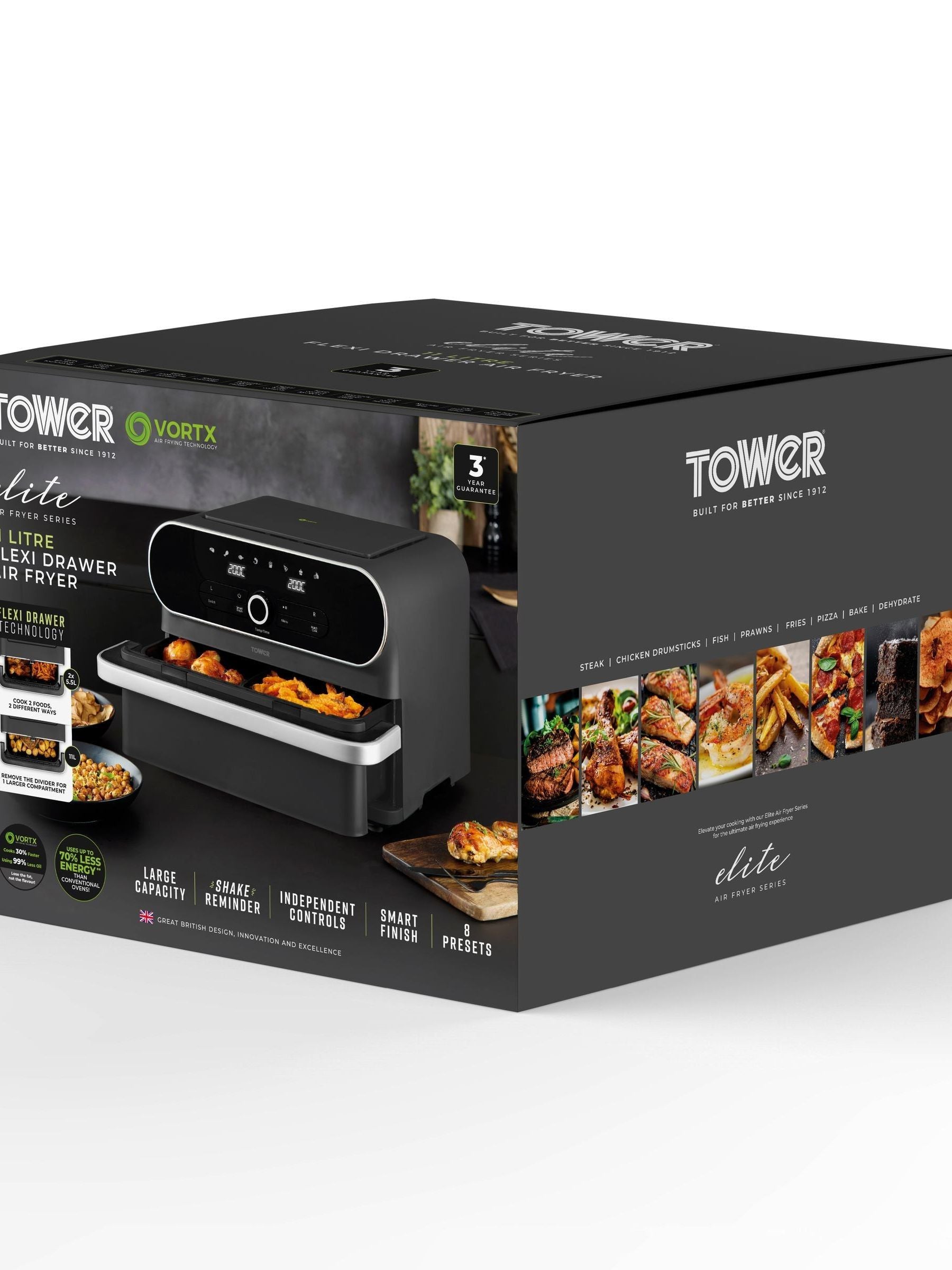 Tower Graphite Elite Flexi-Drawer air fryer 11L, UK version