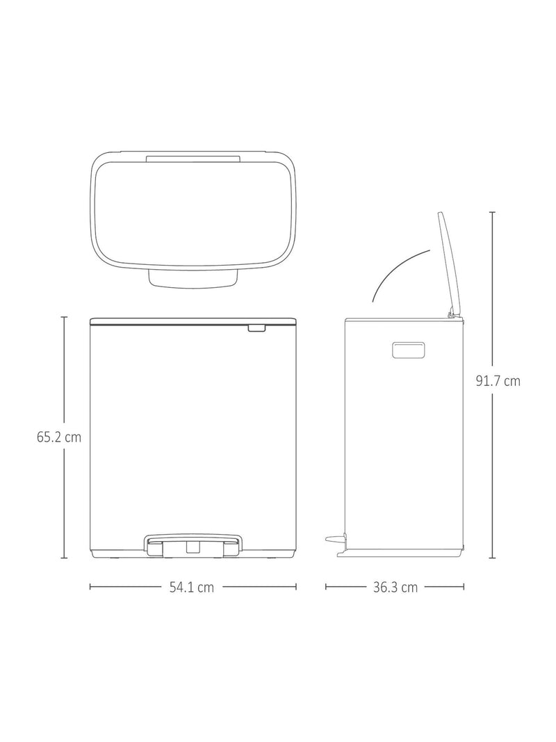 Brabantia Matt Steel Fingerprint Proof Bo Pedal Bin 2 x 30L - British product