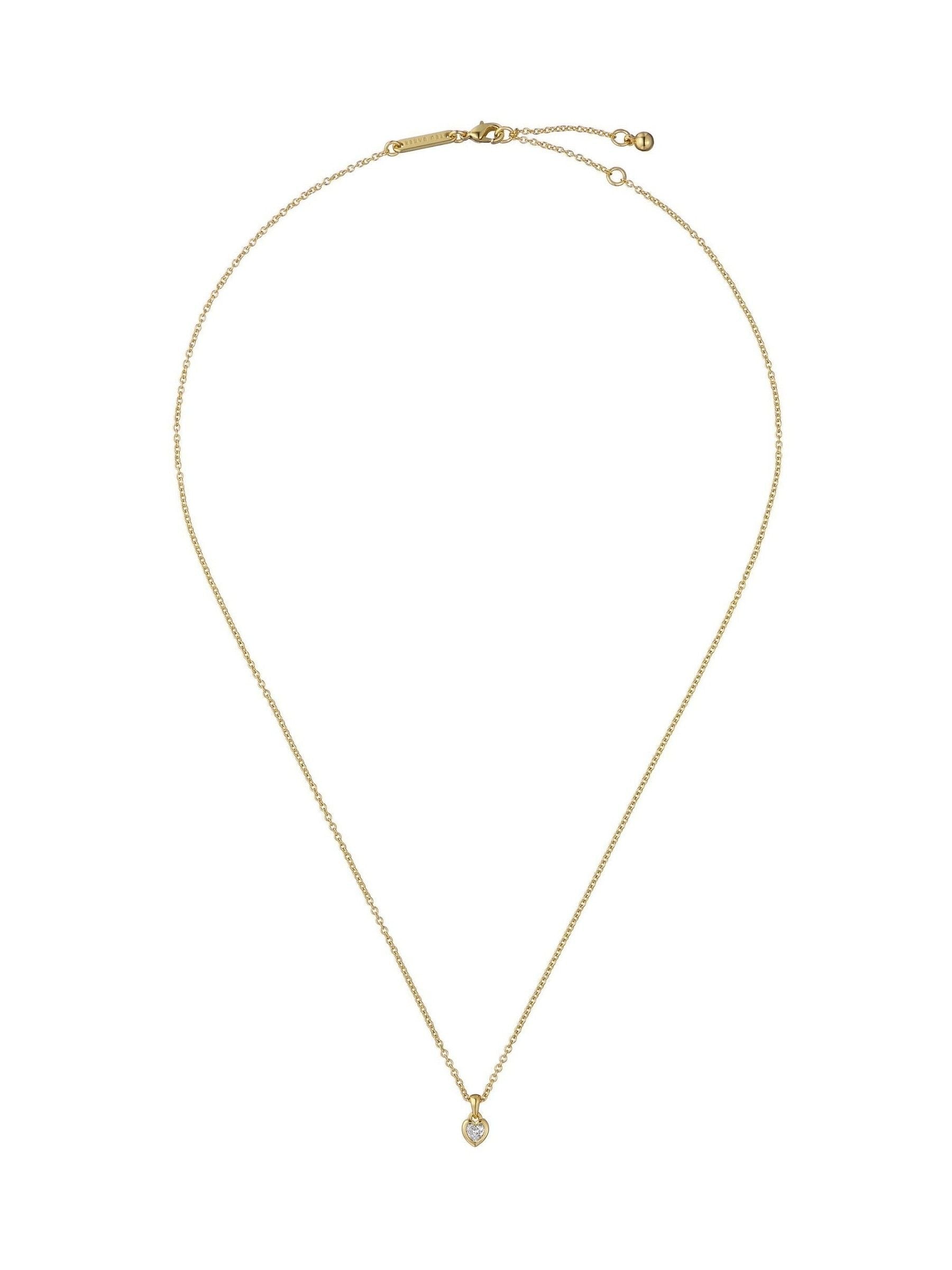 Ted Baker Gold Tone Clear Crystal Harlow Mini Heart Pendant Necklace 4.8cm (British brand)