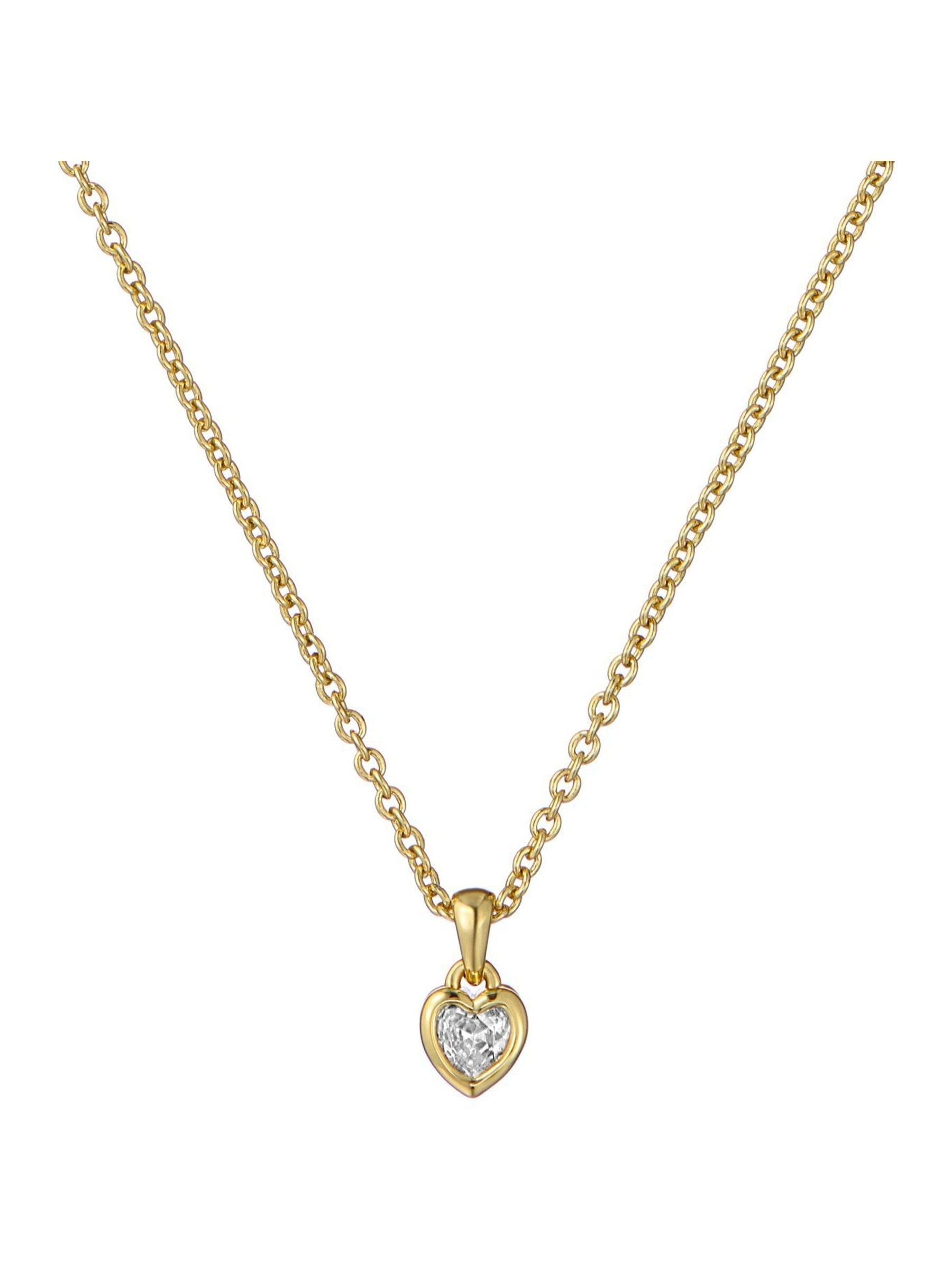 Ted Baker Gold Tone Clear Crystal Harlow Mini Heart Pendant Necklace 4.8cm (British brand)