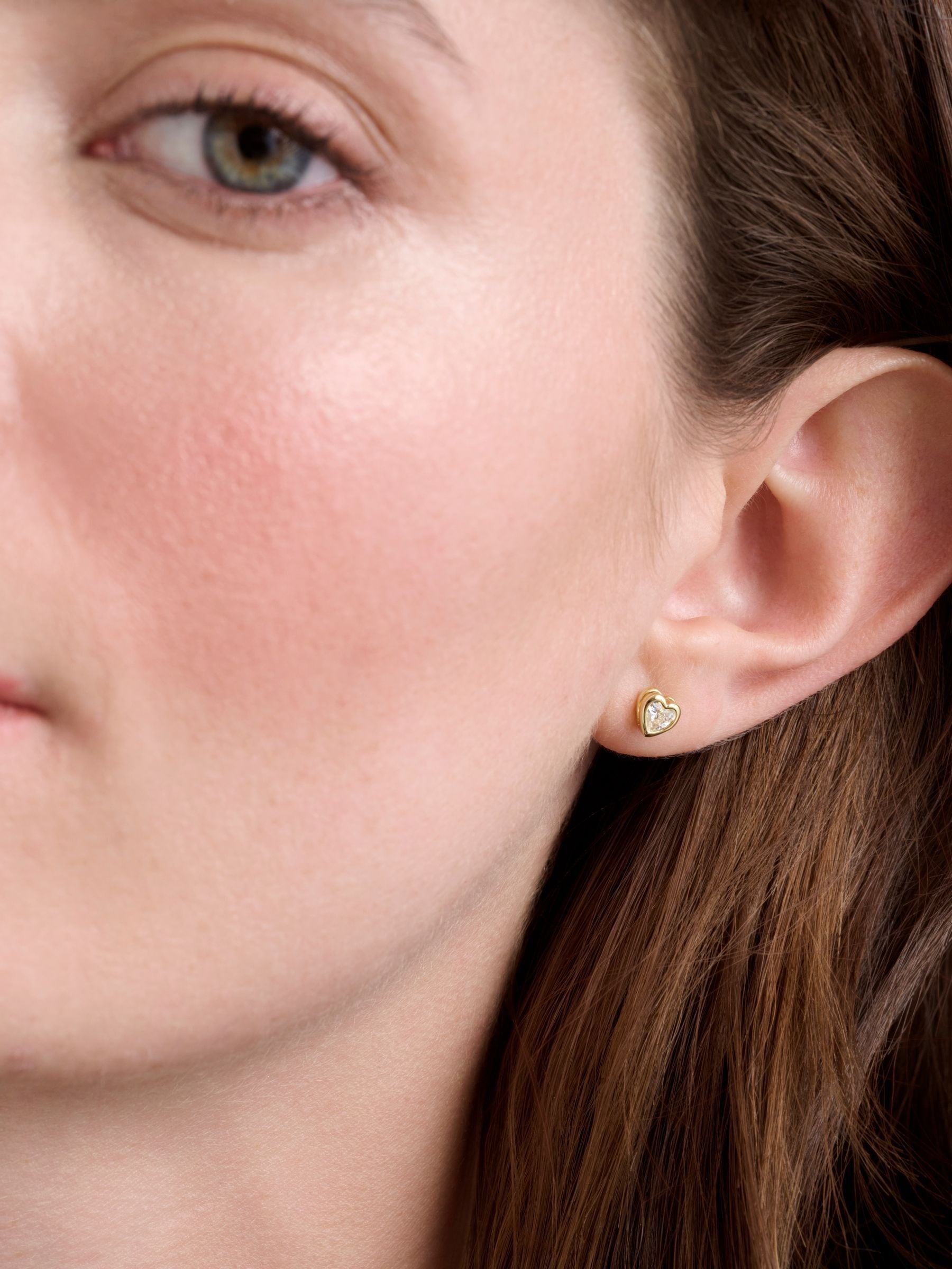 Mini Crystal Heart Stud Earrings with Gold-Tone Finish