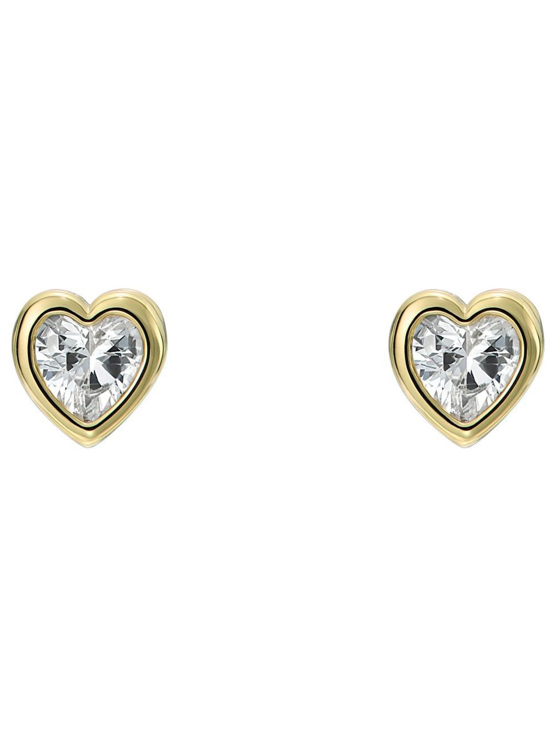 Mini Crystal Heart Stud Earrings with Gold-Tone Finish