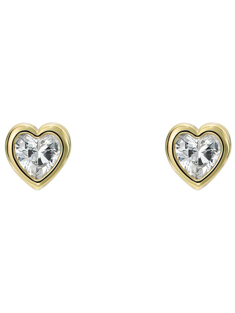 Mini Crystal Heart Stud Earrings with Gold-Tone Finish